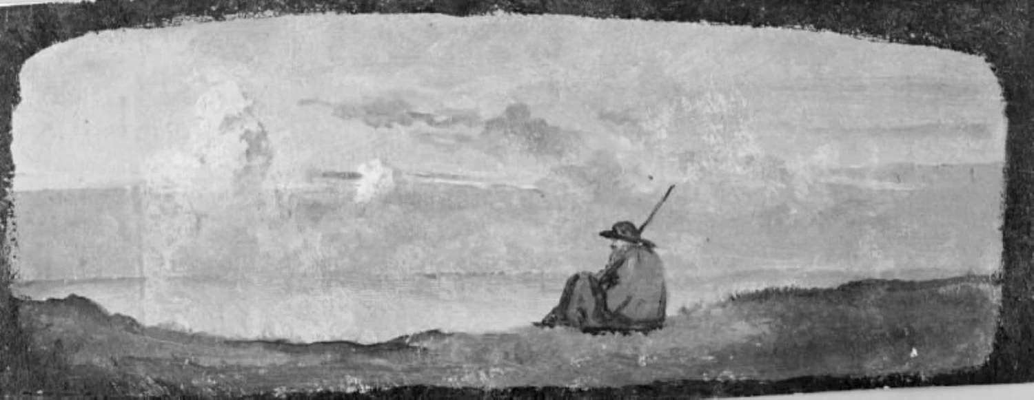 Pastore seduto in un paesaggio con nuvole serali - Statens Museum for Kunst